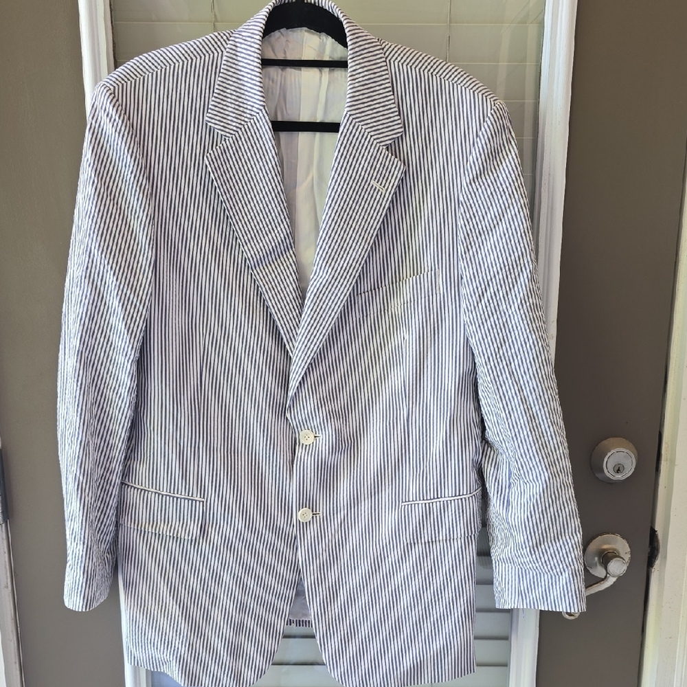 Men's Seersucker Striped Blazer